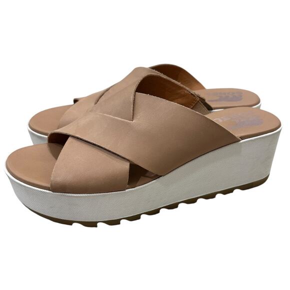 Sorel Cameron Flatform Mule In Honest Beige Sea Salt - Picture 6 of 10